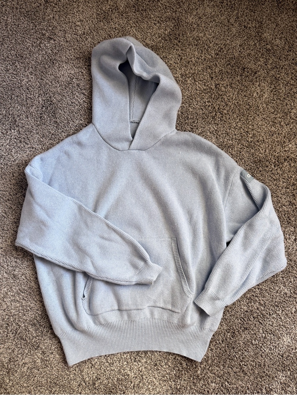 Vintage (2020) Alo Women’s Light Blue Hooded Knit Sweatshirt + Pants FULL SET